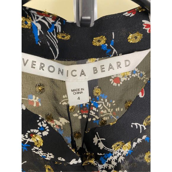 Veronica Beard NWT Cora Top in Black/Gold Size 4 - Picture 12 of 15